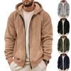 Men's Sweater Coat Fall Winter Composite Velvet Zipper Cardigan Casual Hooded Sweatshirt Sweater Fashion Men's Clothing
