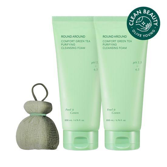 Round Around Comfort Green Tea Mildly Acidic Cleansing Foam 200ml Double Limited Edition