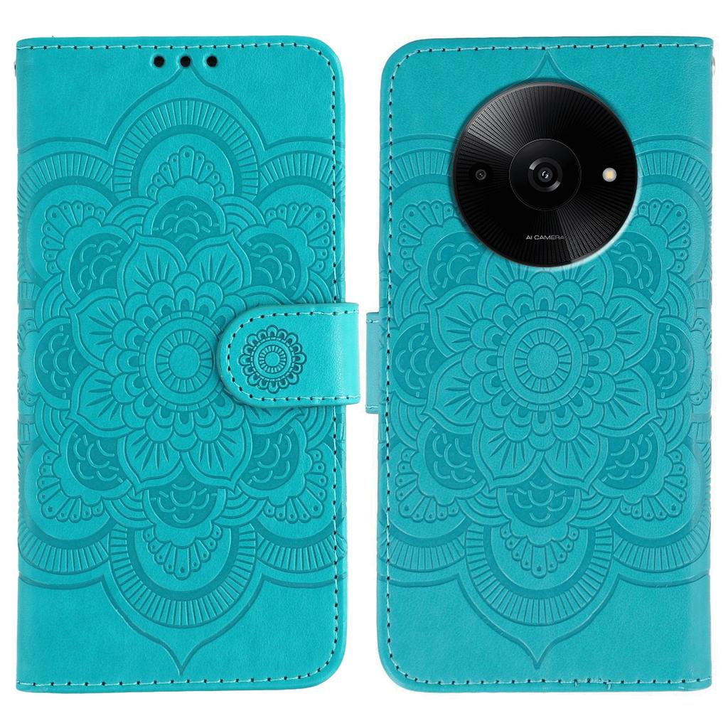 Для Xiaomi Poco C61 4G/Redmi A3 4G Чехол из ПУ кожи с тисненым дизайном мандалы Чехол-кошелек для телефона