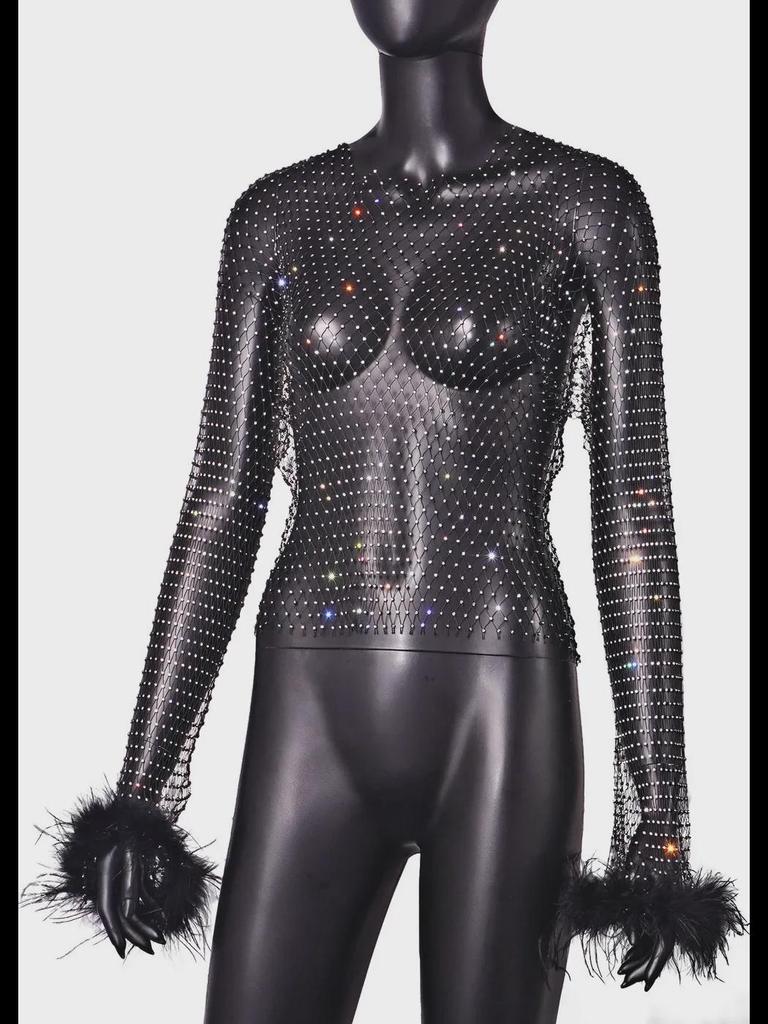 Женская футболка с длинными рукавами в сетку Diamond Mesh - Y8052