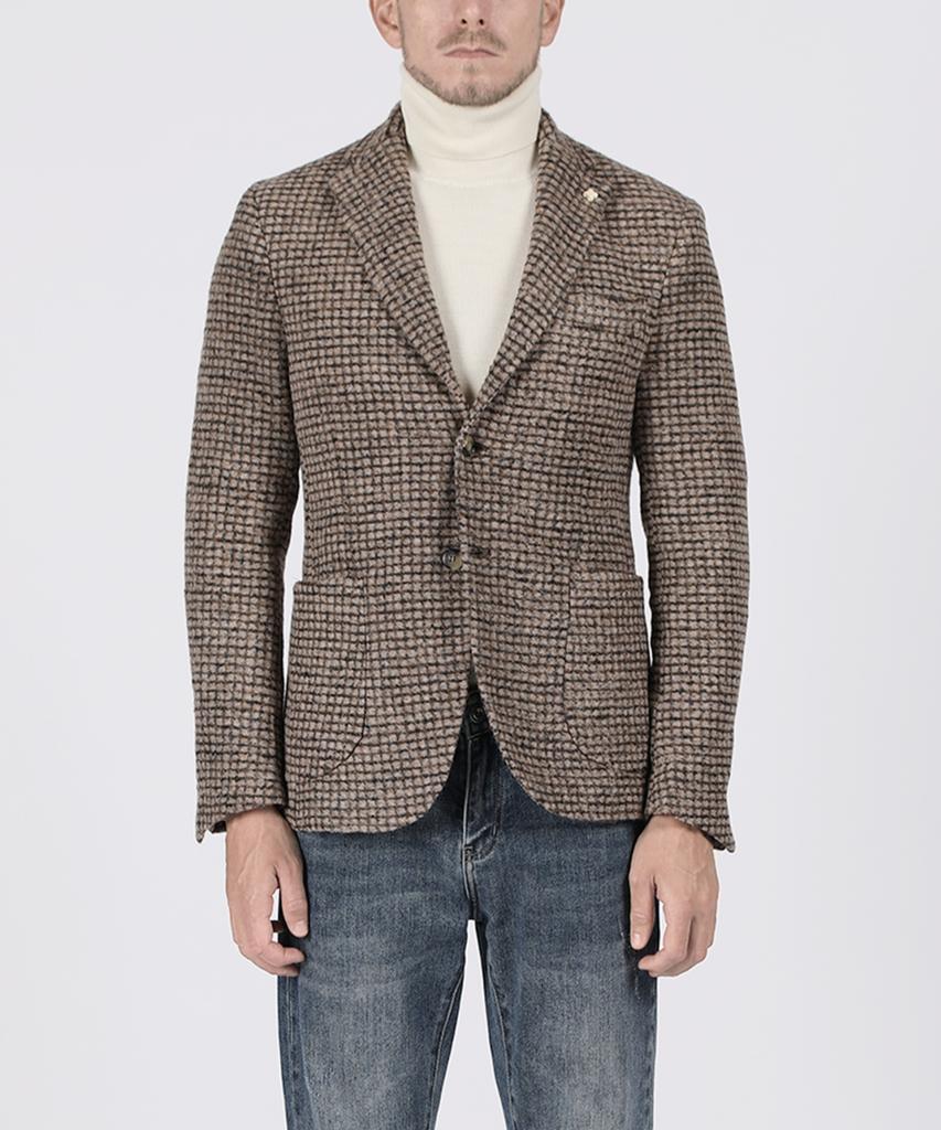 Panicale Beige Wool Check Jacket