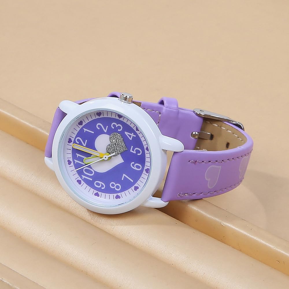 Quartz Analog Watch for Perfect Gift for School Back to and Celebrations Kids' Girls, Children's Day, Entrance, School, Birthdays, (Purple)