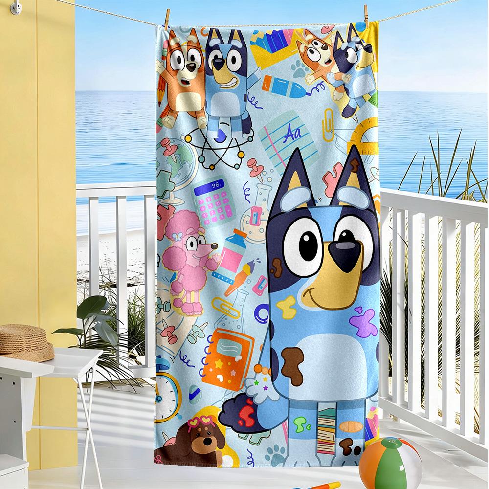 Bluey Beach Towel High Absorbency & Quick-Dry Comfortable Lightweight Suitable for Sports, Travel, Swimming, Yoga, Bathroom, Beach, And Pool