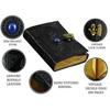 Book of Shadows, Leather Journal, Triple Moon Journal, Third Eye Crystal Stone,