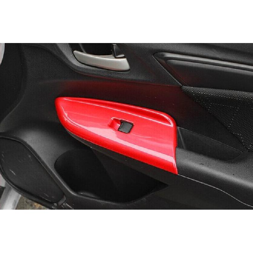 Car Glass Window Switch Lock Panel Trim For Honda Fit/Jazz 2014- Bright Red