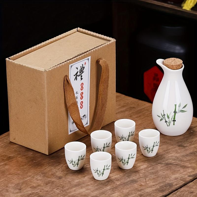 1 Set Ceramic Sake Set Japanese Sake Cup Include 1 Pot And 6 Cups Porcelain White Liquor Pot Traditional Ceramic Crafts Saki Cups For Home Sushi Shop