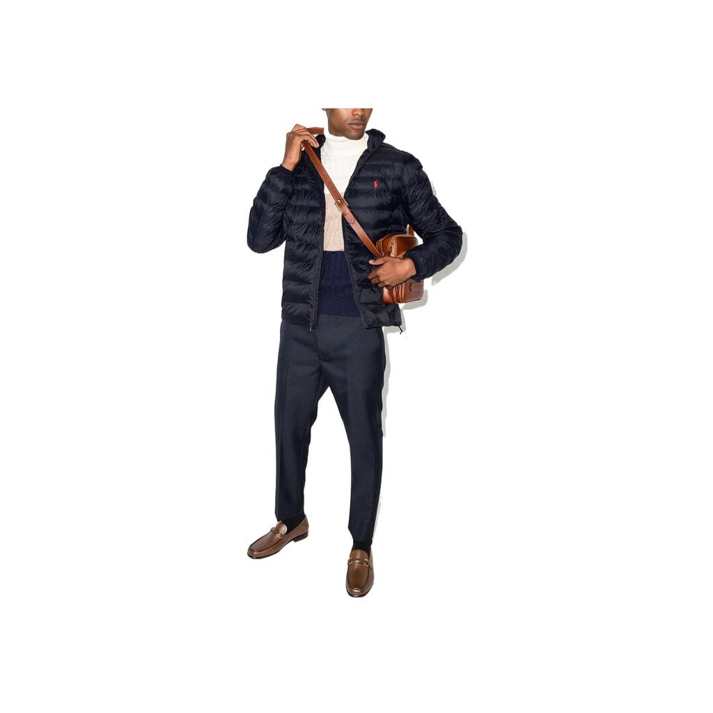 Polo Ralph Lauren Длинный рукав Молния Приталенная куртка средней длины Зимняя мужская куртка Темно-синяя 710810897-007