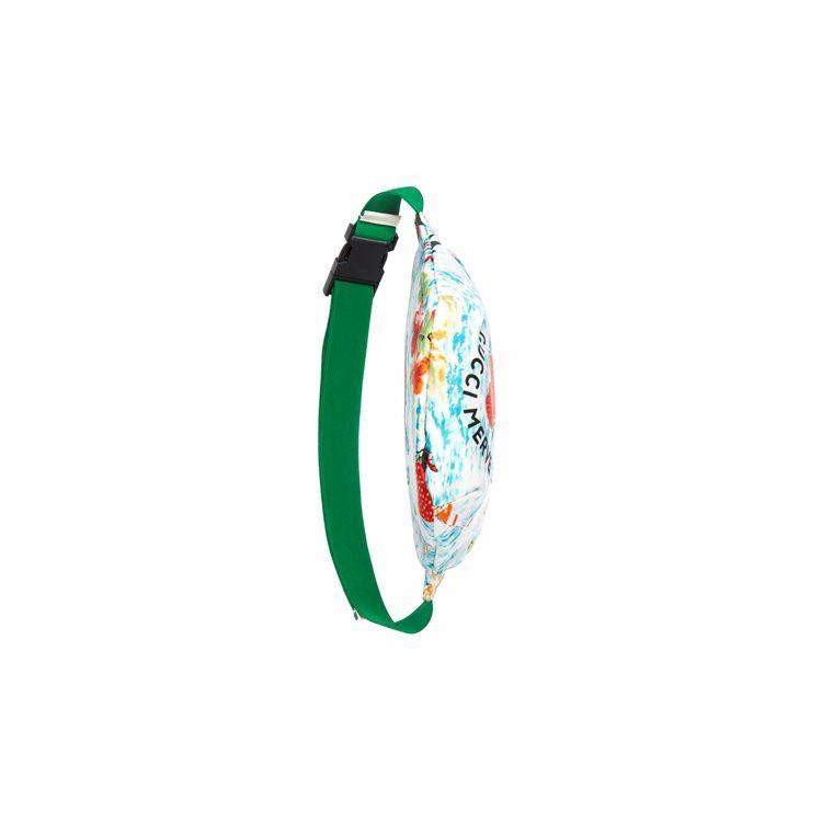 Gucci Зеленая поясная сумка-нагрудная сумка из переработанного нейлона с принтом клубники Детские сумки Белый Красный Светло-голубой 502095-URIAN-4352