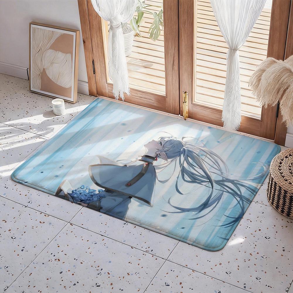 Anime Frieren: Beyond Journey's End Floor Mat Eco Flannel Doormat Non Slip Odorless Indoor Floor Rug Soft Short Plush Home Mat