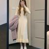 Dress Sweater Female 2023 Bottom Dress Gentle High Grade Long Sleeve Knitted Fishtail Dress O Neck Solid Dress Sweater Female