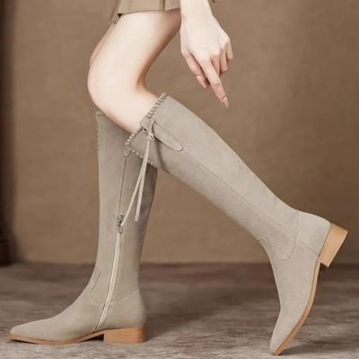 Модные женские ковбойские сапоги с острым носком и толстым каблуком, осенние ботильоны, женские винтажные британские повседневные высокие ковбойские ботинки на низком каблуке