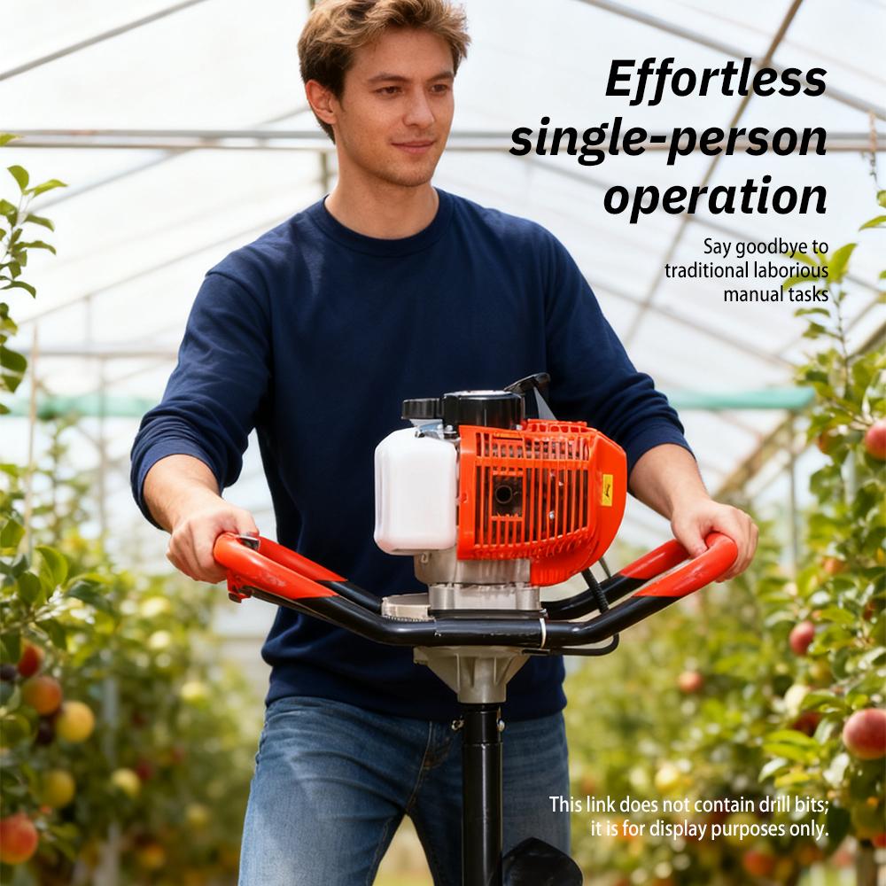 Многофункциональный бензиновый ямобур 51,7 куб.см, шнек для земли, садовый шнек, шнек для посадки деревьев, машина для бурения ям (Нет дрели)