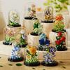 Flower Bouquet Bonsai Building Blocks Artificial Plastic Plant Dust Cover Micro Model Home Decoration Toys For Kid Birthday Gift