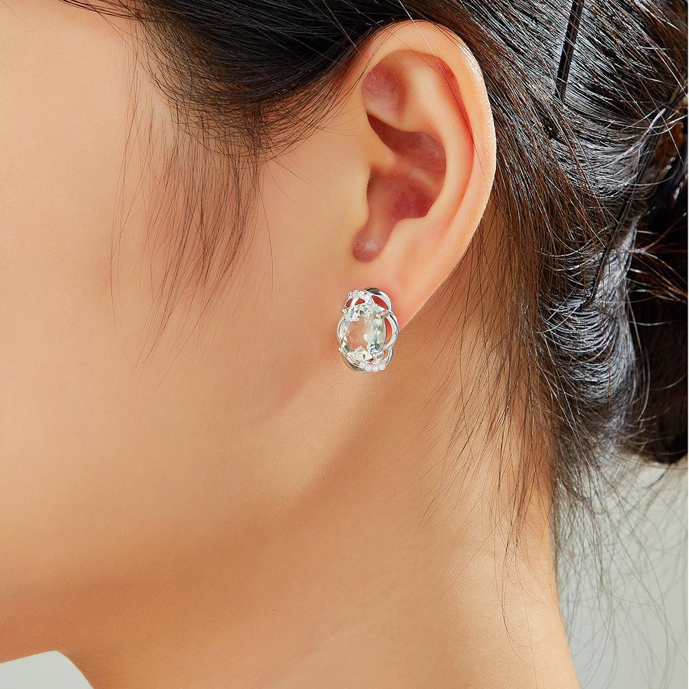 Легкий роскошный модный дизайн, серьги-кольца с натуральным зеленым аметистом, женский подарочный набор на годовщину Черной пятницы, серебро 925 пробы