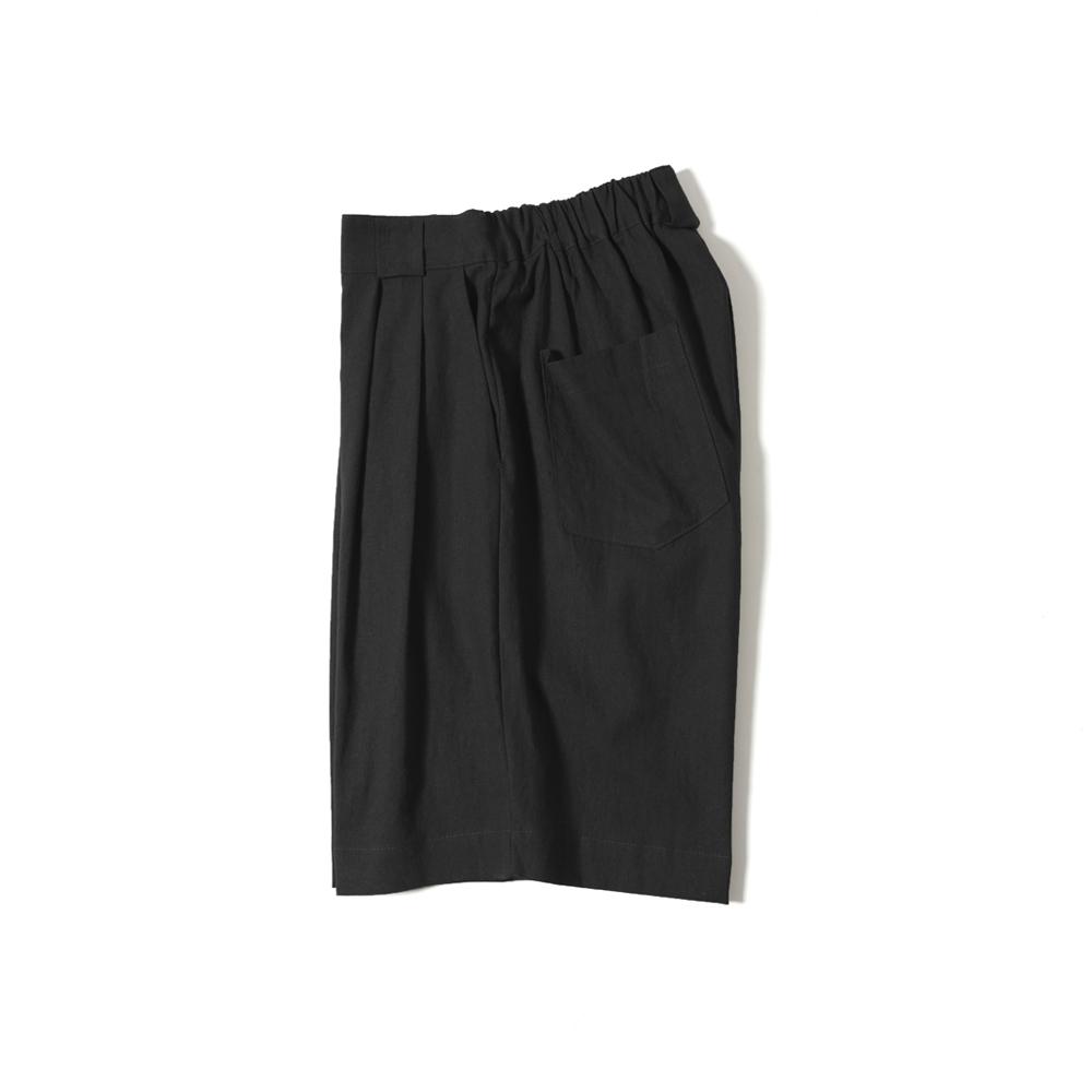 EASE Linen Half Banding Bermuda Pants_Black_Unisex