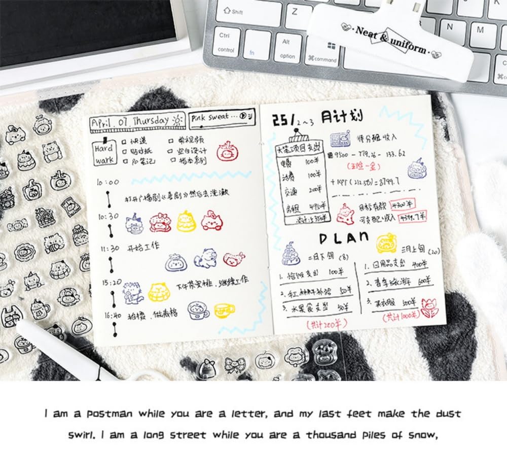 Seimeinoki Clear Transparent Cute Cat Silicone Transparent Diary DIY Stamp Block For Stamps, Stamps, Patterns, Material, Seals, Making, Handmade,