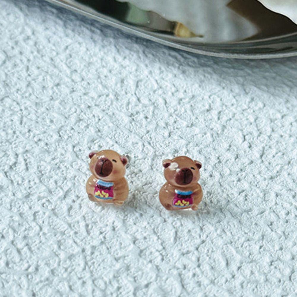 Korean Style Mini Ear Studs Transparent Capybara Stud Earring Personality Party