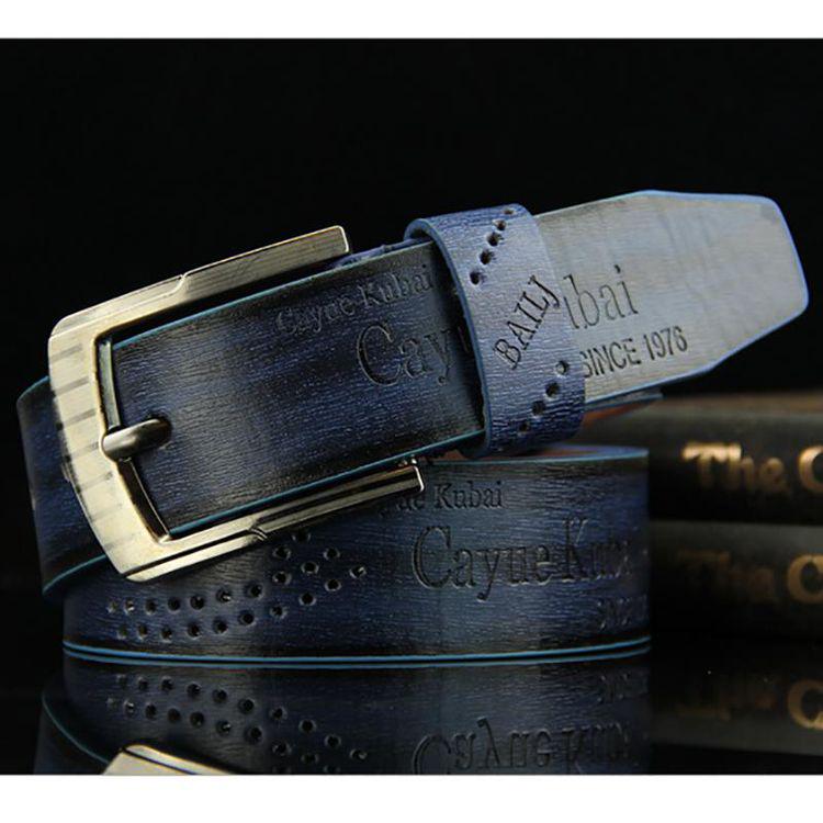 Pin Buckle Belt Clothing Accessories Men's Belt Retro Hollow Out Leather Fashion Leisure Handmade