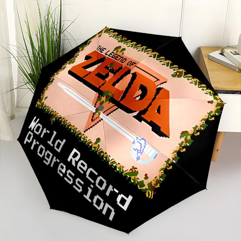 Z-Zelda Legends Print Automatic Umbrella, 8 Rib Iron Frame, Plastic Handle, Suitable for Outdoor Travel &Daily , Ideal Gift