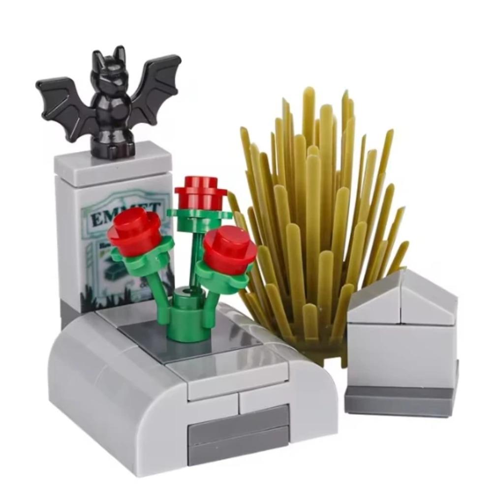 Хэллоуин Сцена Строительный Блок Фигурка MOC Кладбище Надгробие Змея Мышь Тыква Машина Летучая Мышь Уличный Фонарь Свеча Кирпичный Игрушка Подарок K023