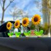 5/8/10Pcs Sunflower Decoration Car Ornament Realistic Looking Mini Size Easy To Install Spring-loaded