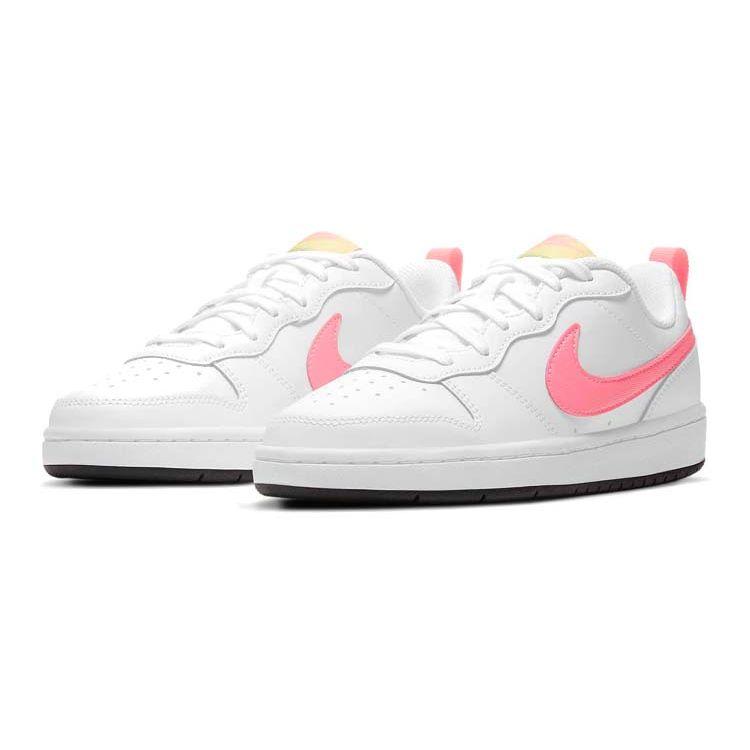 Nike Детские кроссовки Court Borough Low 2 GS White Sunset Pulse Light-Zitron Black BQ5448-108