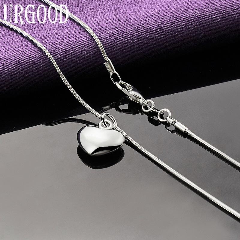 Ожерелье-цепочка из стерлингового серебра 925 пробы с романтическим сердечком и змеей, модные ювелирные изделия