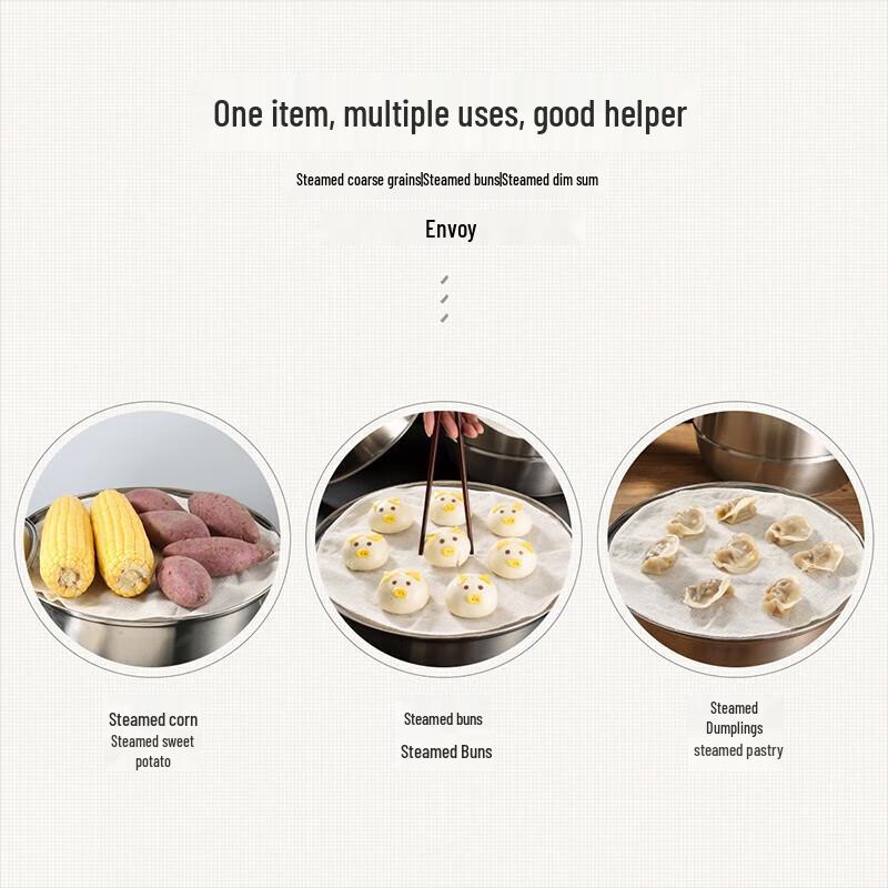 Meichu Reusable Steamer Cloth Liners (30cm Diameter, 10-Pack)