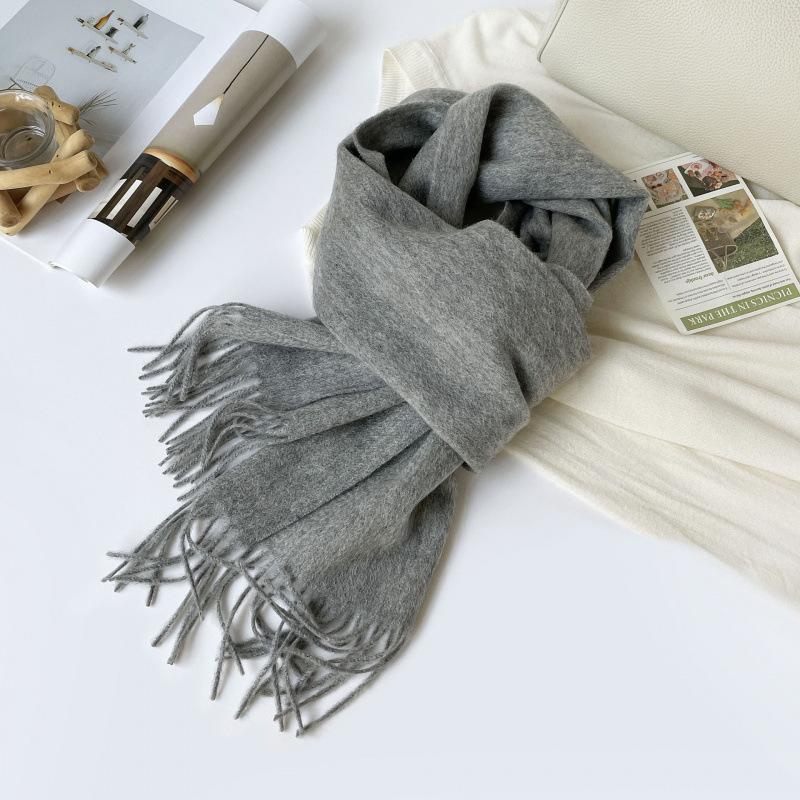Solid color scarf 111% Australian wool scarf High-end scarf Men's and women's warm versatile scarf Shawl
