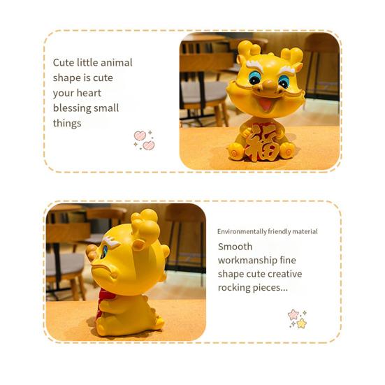 2024 талисман Lucky Dragon, фигурка с покачивающей головой, украшение для приборной панели автомобиля, китайский зодиакальный дракон