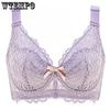 Plus Size Full Coverage Lace Womens Embroidery Push Up Minimizer Bra Female Lingerie Big 75 80 85 90 95 100 105 C D E F G H I J