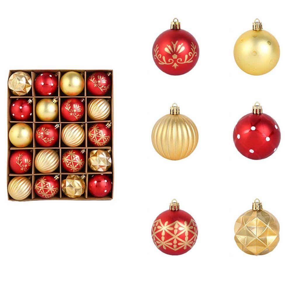 20pcs 6cm Painted Christmas Balls Set Plastic Christmas Tree Pendant Indoor Outdoor Decoration