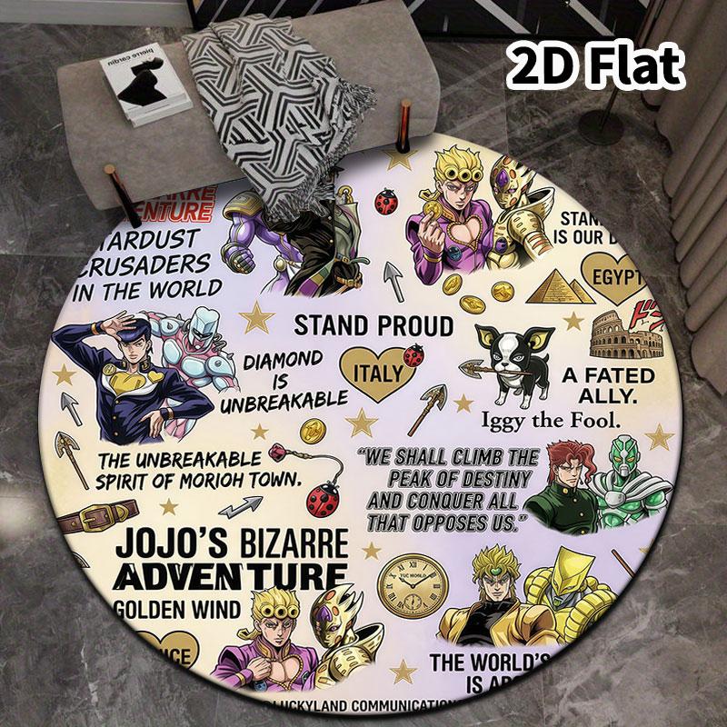 Jojos Bizarre Adventure Round Area Rug Carpet Rug For Living Room Bedroom Sofa Playroom Decor Nonslip Floor Mat