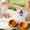 Collapsible Dog Bowls Portable 2-in-1 Pet Feeder Foldable Dog Food And Water Bowl Folding Silicone Feeder for Traveling Camping Walking