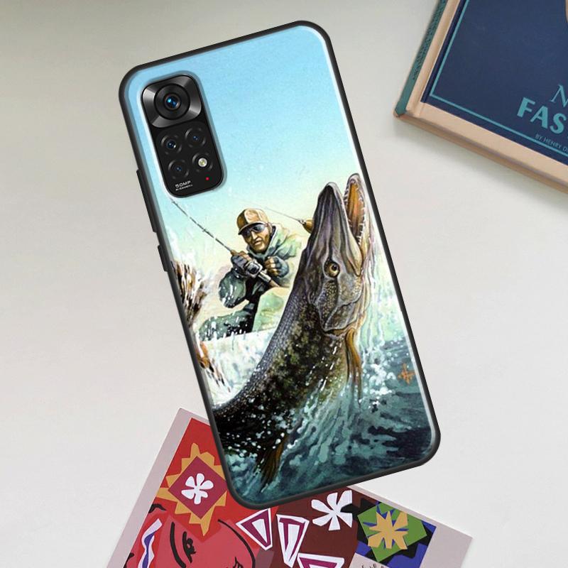 Fishing Painting Case For Xiaomi Redmi Note 13 14 Pro 12 11 10 15 Pro Plus Redmi 15C 14C 13C 10C 12C 15 Cover