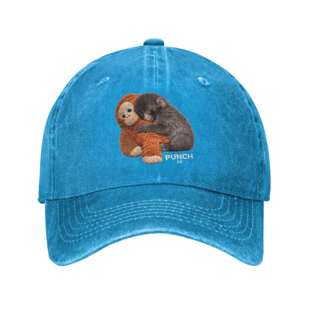 Vintage Punch the Monkey Cute Baseball Cap Unisex Distressed Denim Snapback Cap Outdoor Workouts Unstructured Soft Hats Cap
