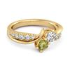 Peridot Twin Stone Pavé Ring - Sterling Silver Gold Vermeil