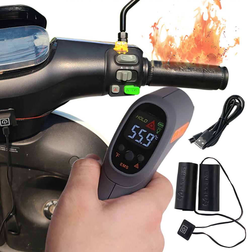 Heated Motorcycle Handlebar Grips Warmer USB Anti Slip Scooter Moped Bar Hand Warmer 3 Gear Waterproof with Switch Hot Handlebar