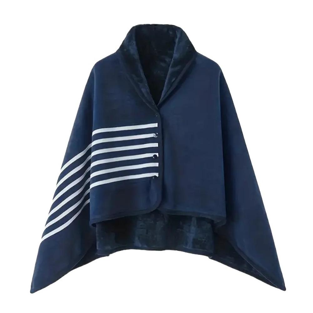 140*100cm Plush Stripe Warm Shawl Thicken Wearable Scarf Women Soft Flannel Blanket Shawl  Winter