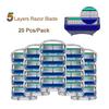 20 Pcs Manual Shaving Razor Blades For Men 5 Layers Stainless Steel Replaceable Heads