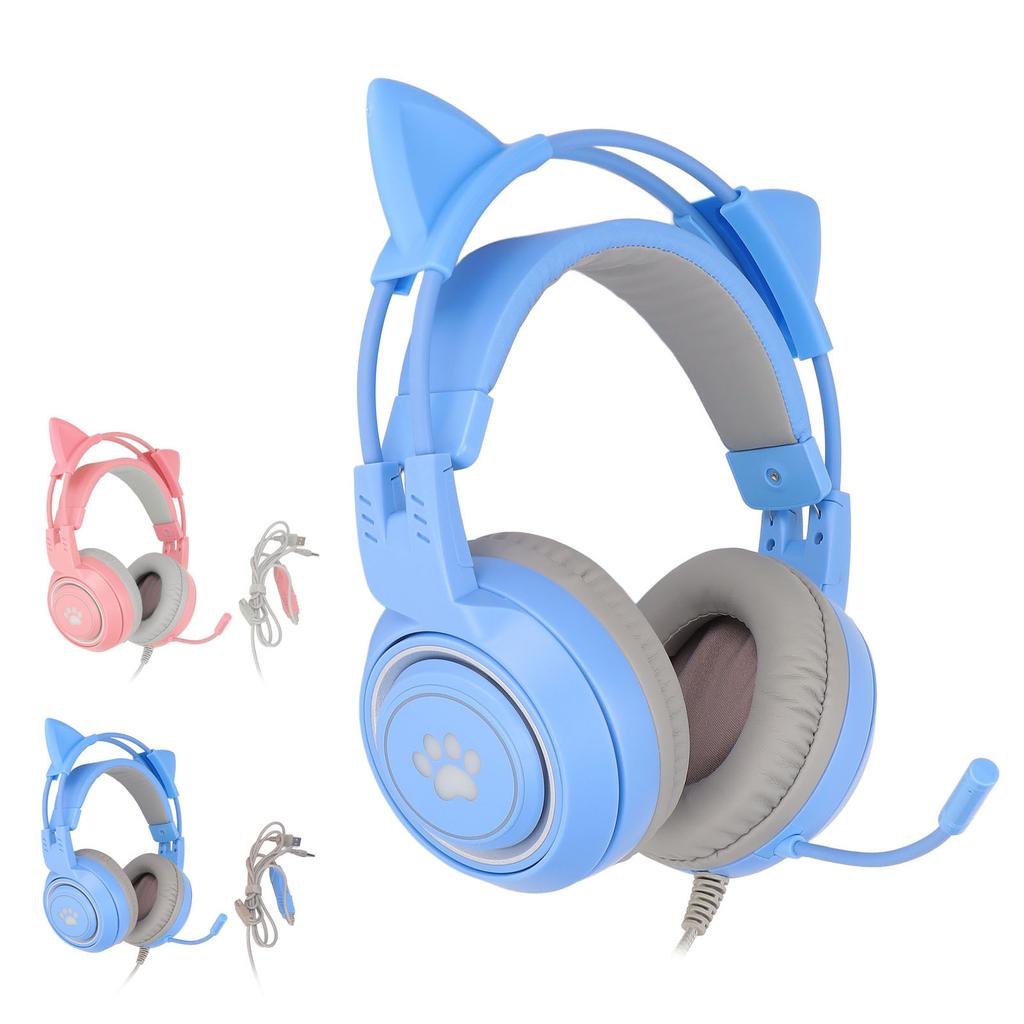 Cat Ear Gaming Headphone SYG25 Cat Ear Gaming Headset USB+3.5mm Plug Gaming Headphone Supports Volume Adjustment Microphone Mute