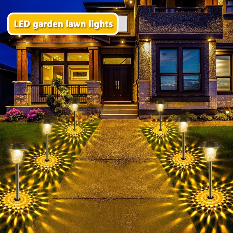 Солнечный светодиодный газонный светильник на открытом воздухе водонепроницаемый RGB светодиодный теплый двойной источник света двор вилла дорожка балкон сад украшения огни подарки