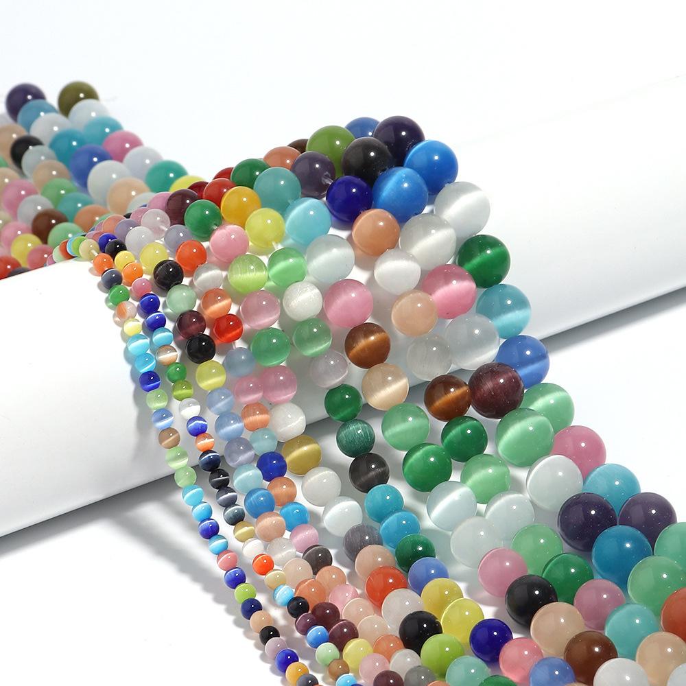 Красочные смешанные опаловые круглые каменные бусины для изготовления ювелирных изделий, браслет-подвеска «сделай сам», 15 дюймов, нить 4/6/8/10/12 мм
