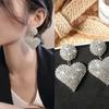 Серьги-сердечки Женские Роскошные Геометрические Серьги Полностью с Горным Хрусталем Корейские Золотые Любовь Модные Ювелирные Изделия Аксессуары Подарок