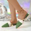 Fashion Women Mule Shoe Slide Elegant Designer Light Mouth Pointy Color Matching Simple Basic Style for Everyday Wear with Square Heels