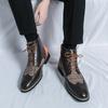 Модные британские деловые туфли-броги, горячая распродажа, классические мужские ботильоны, мужская обувь для отдыха и прогулок, мужские высокие повседневные кожаные туфли