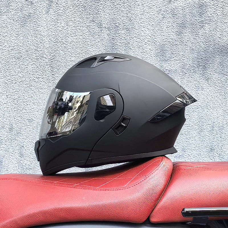 Small Shell Helmet Peel-off Helmet Motorcycle Helmet Locomotive Double Lens Men's and Women's Four-season Motorcycle Cruise Helmet Large