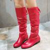 2026 New Shoes for Women Knee High Boots Thigh High Boots Woman Pleated Low Heel Casual Leather Platform Boots Botas Para Mujer