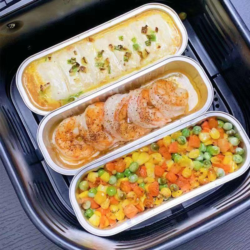 1/5/10Pcs/Set Disposable Bbq Pans Aluminum Foil Tin Box Loaf Baking Pans Cake Tins Containers Grilling Tray For Air Fryer Kitchen Accessories