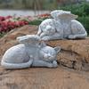 Angel Dog Cat Memorial Stone Statue Resin Puppy Tombstone Sculpture Ornaments Garden Decoration Pet Memorial Stone